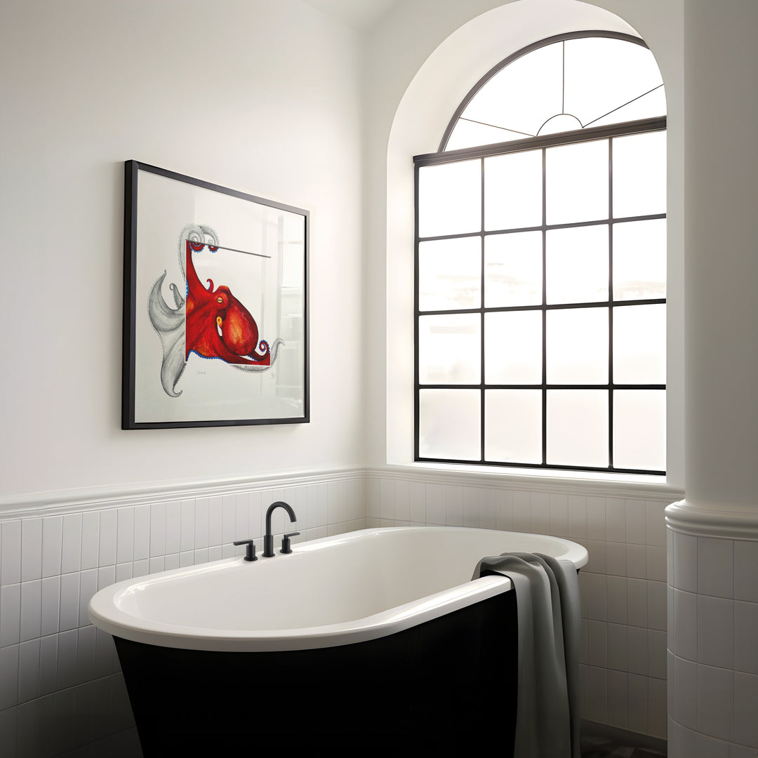 Coconut Octopus Original Watercolour with Unique Sketched Detailing