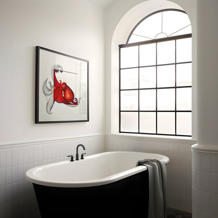 Coconut Octopus Original Watercolour with Unique Sketched Detailing