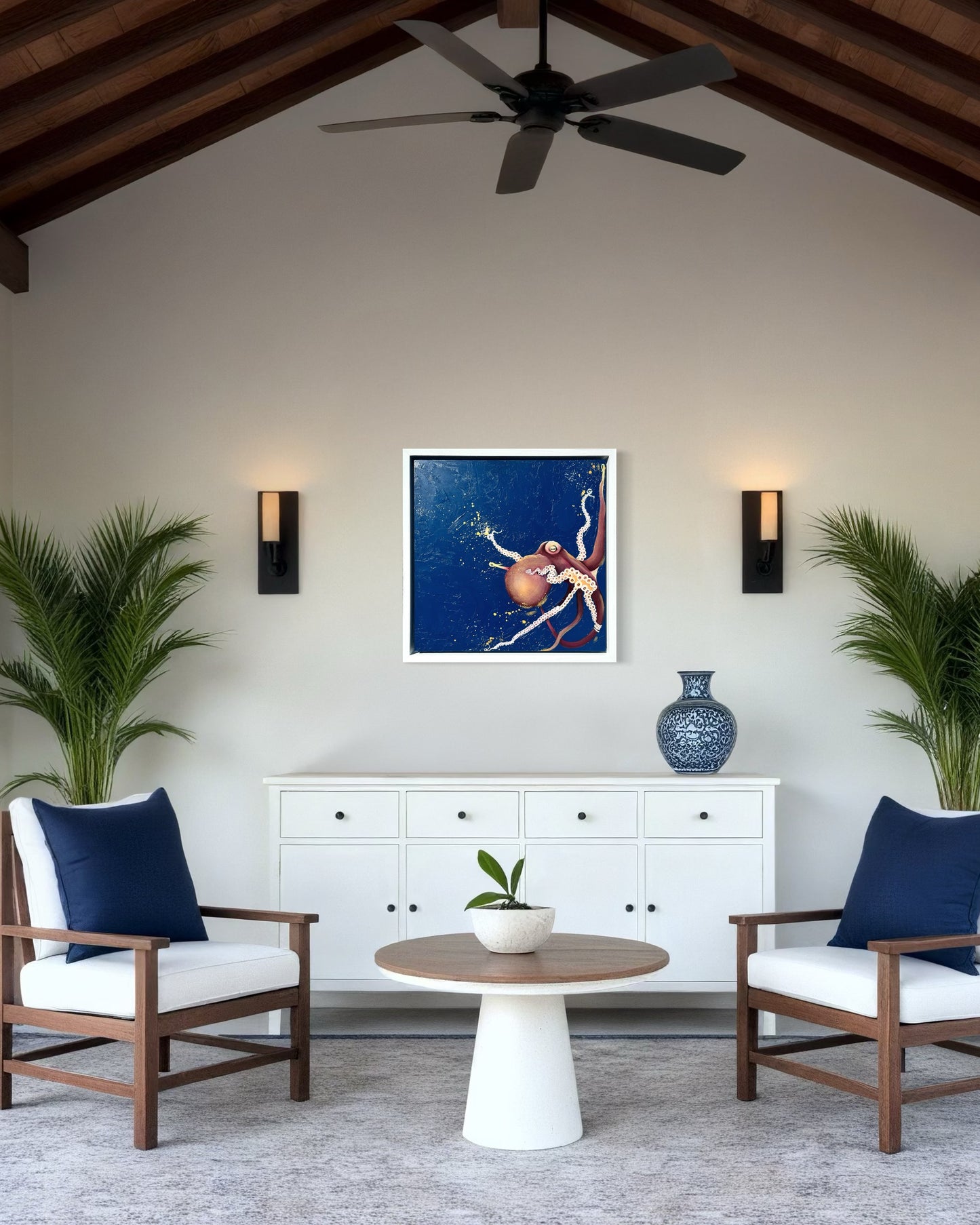 Oceanic Dance: A Contemporary Octopus Oil Painting