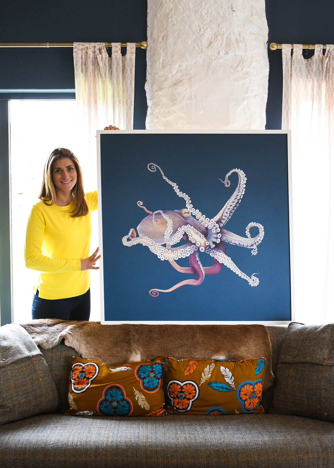 samantha frances art holding octopus painting