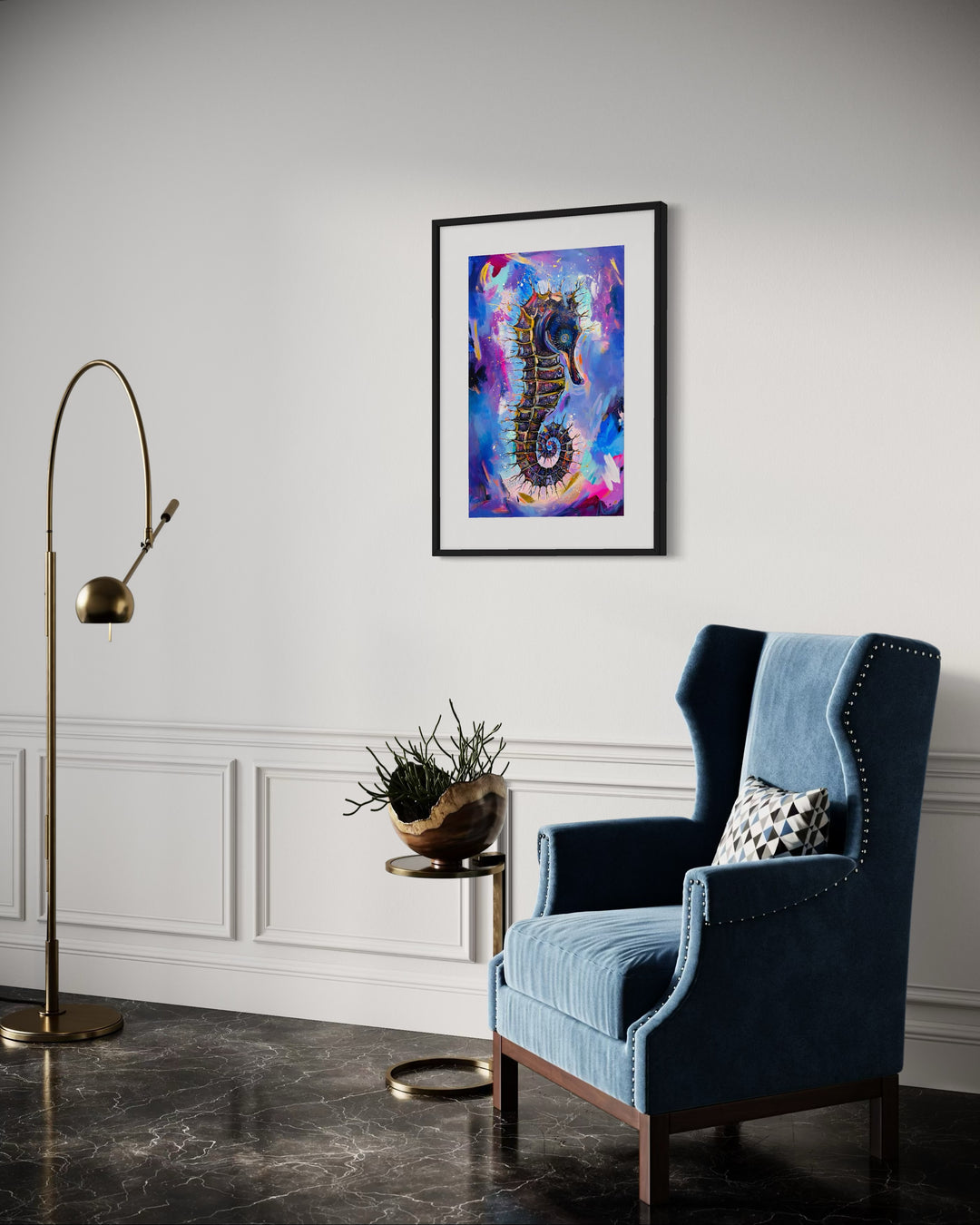 Limited Edition Hand Embellished Seahorse Print