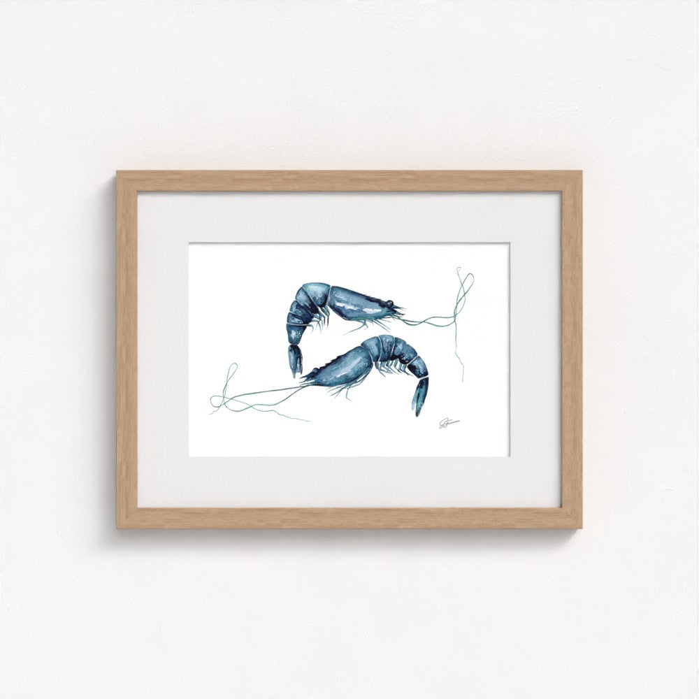 artwork natural wood framed on a white wall
