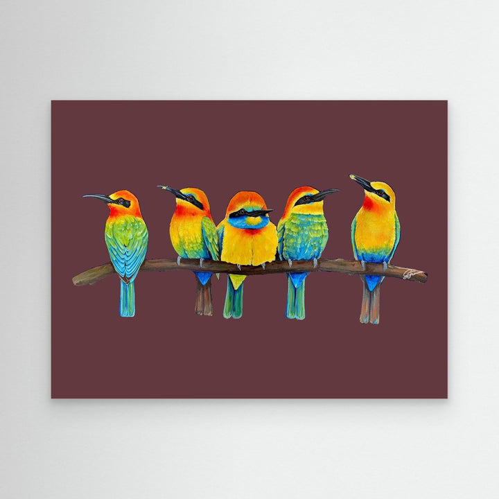 Perch Party” – Canvas Print Puce