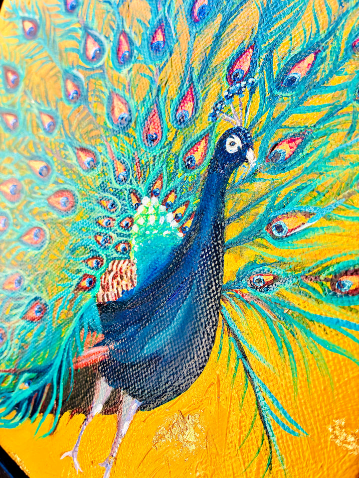 The Display an Original Peacock Oil Painting