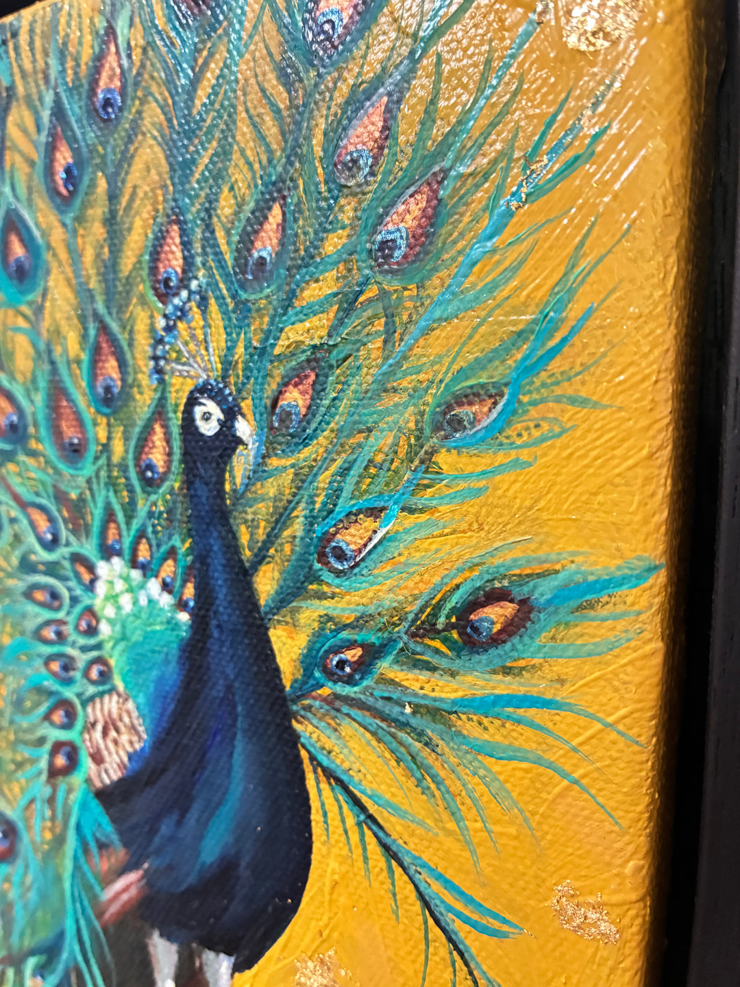 The Display an Original Peacock Oil Painting