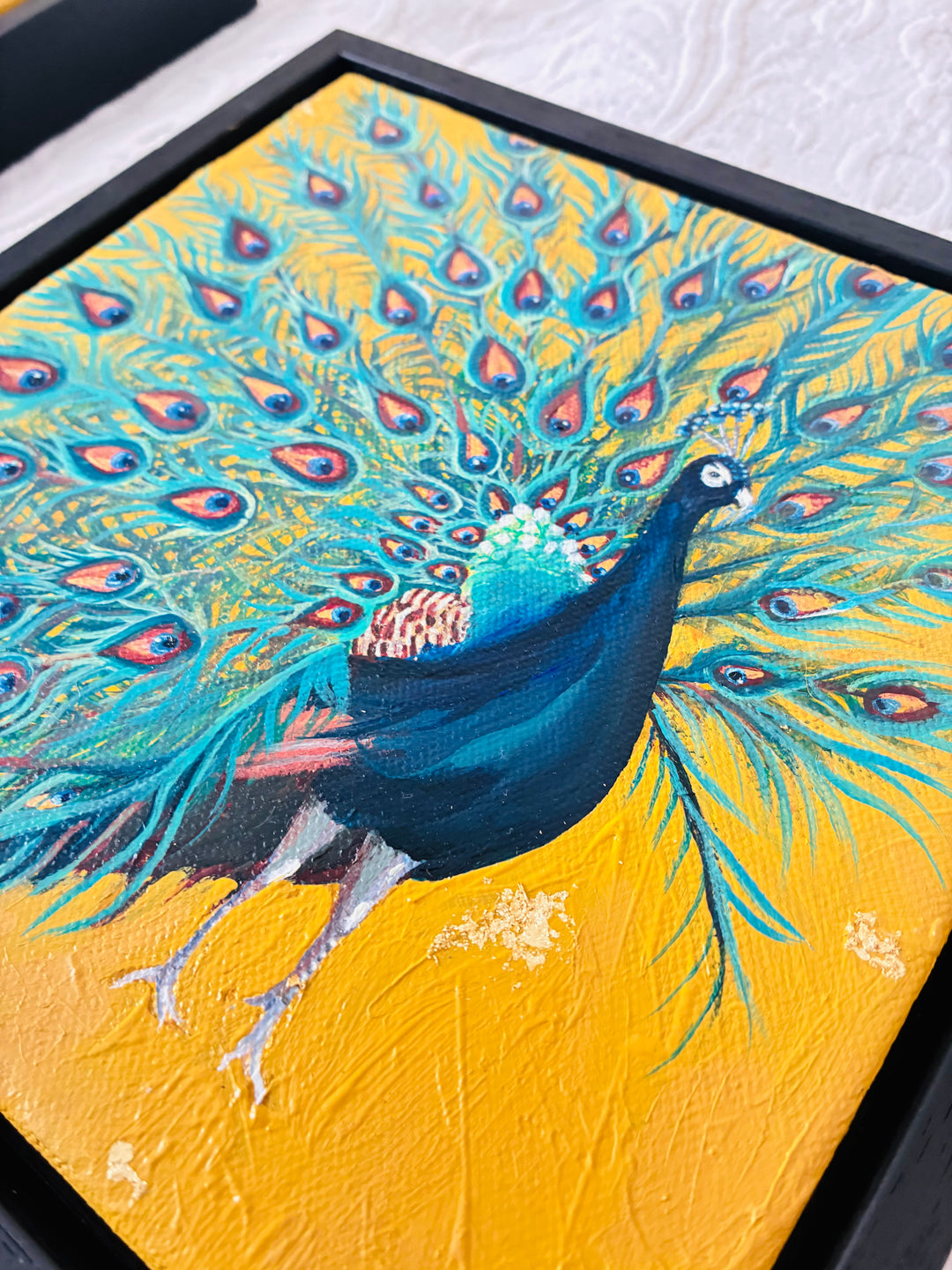 The Display an Original Peacock Oil Painting