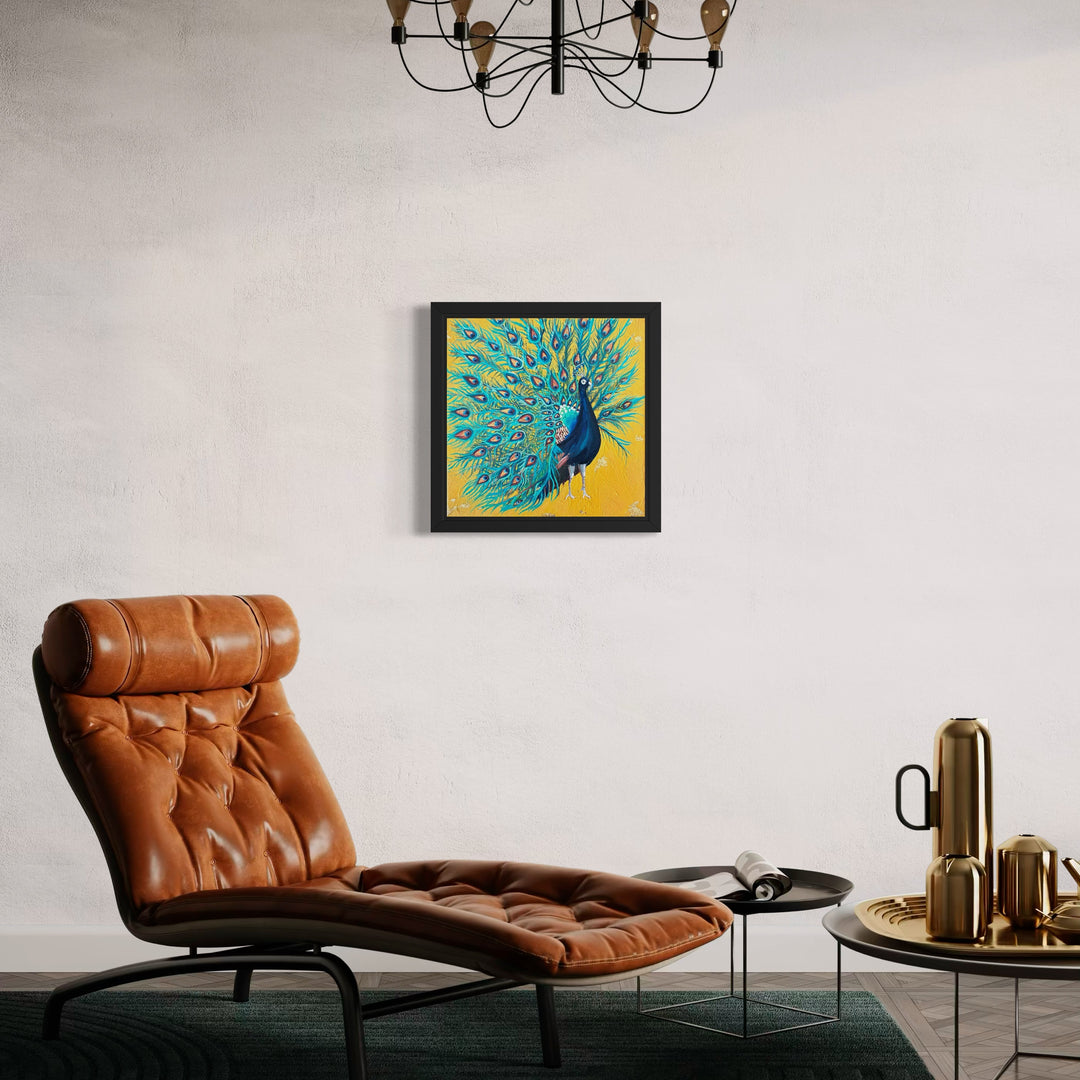 The Display an Original Peacock Oil Painting