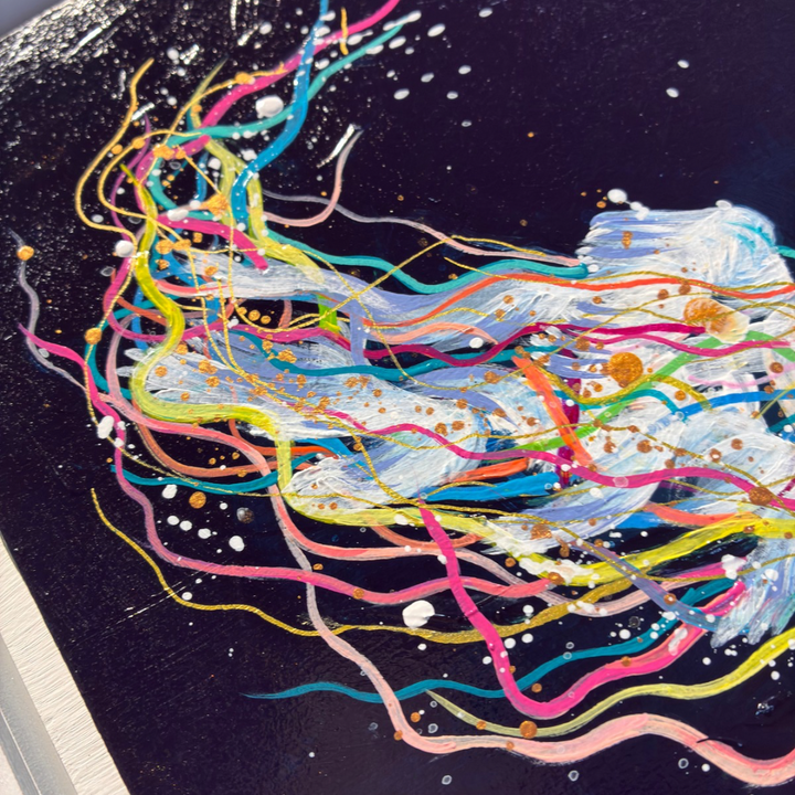 Freedom_ Acrylic Jellyfish on Wood