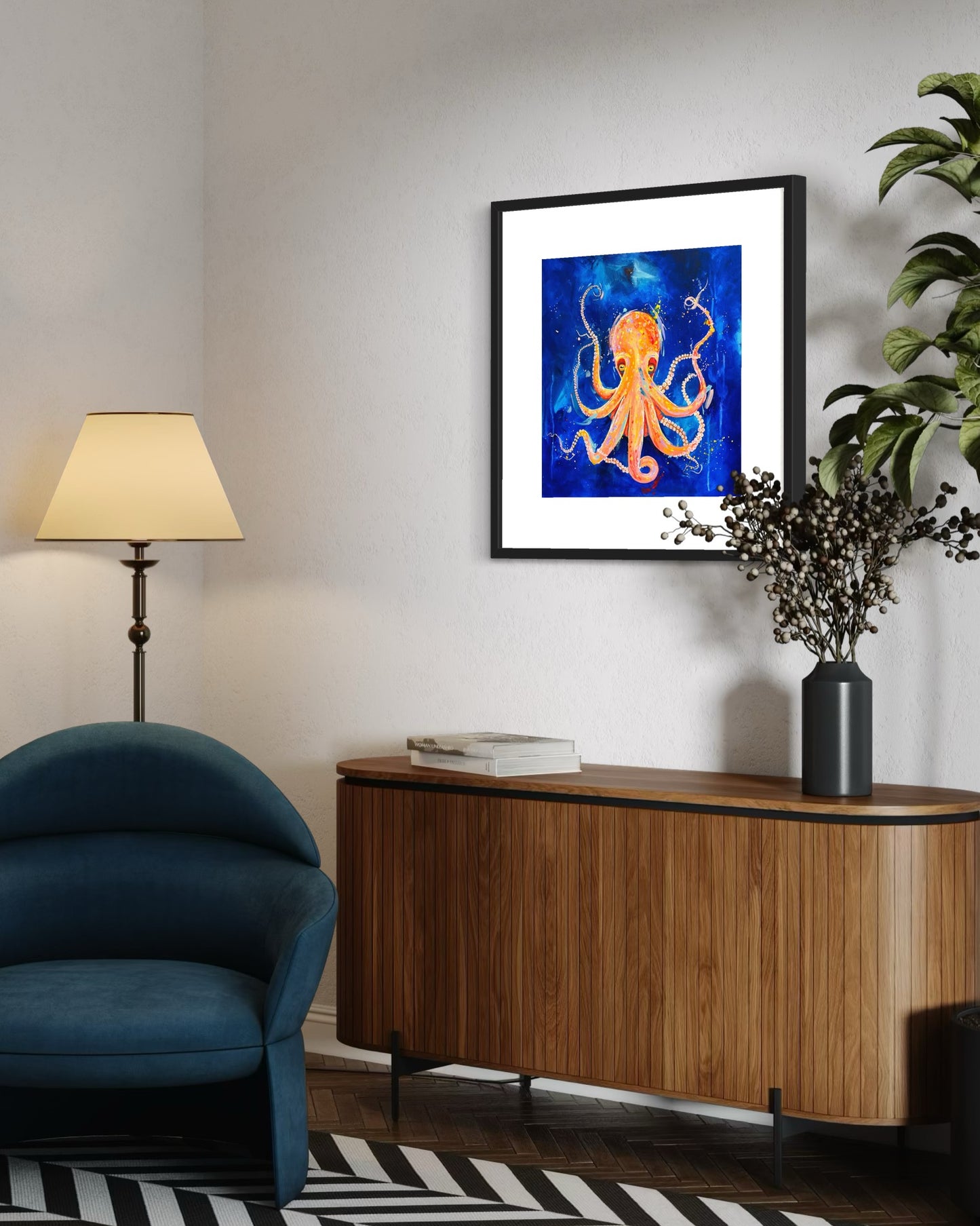 Limited Edition Hand Embellished Octopus  Print – A Unique Collaboration Between Georgina Peters & Samantha Frances