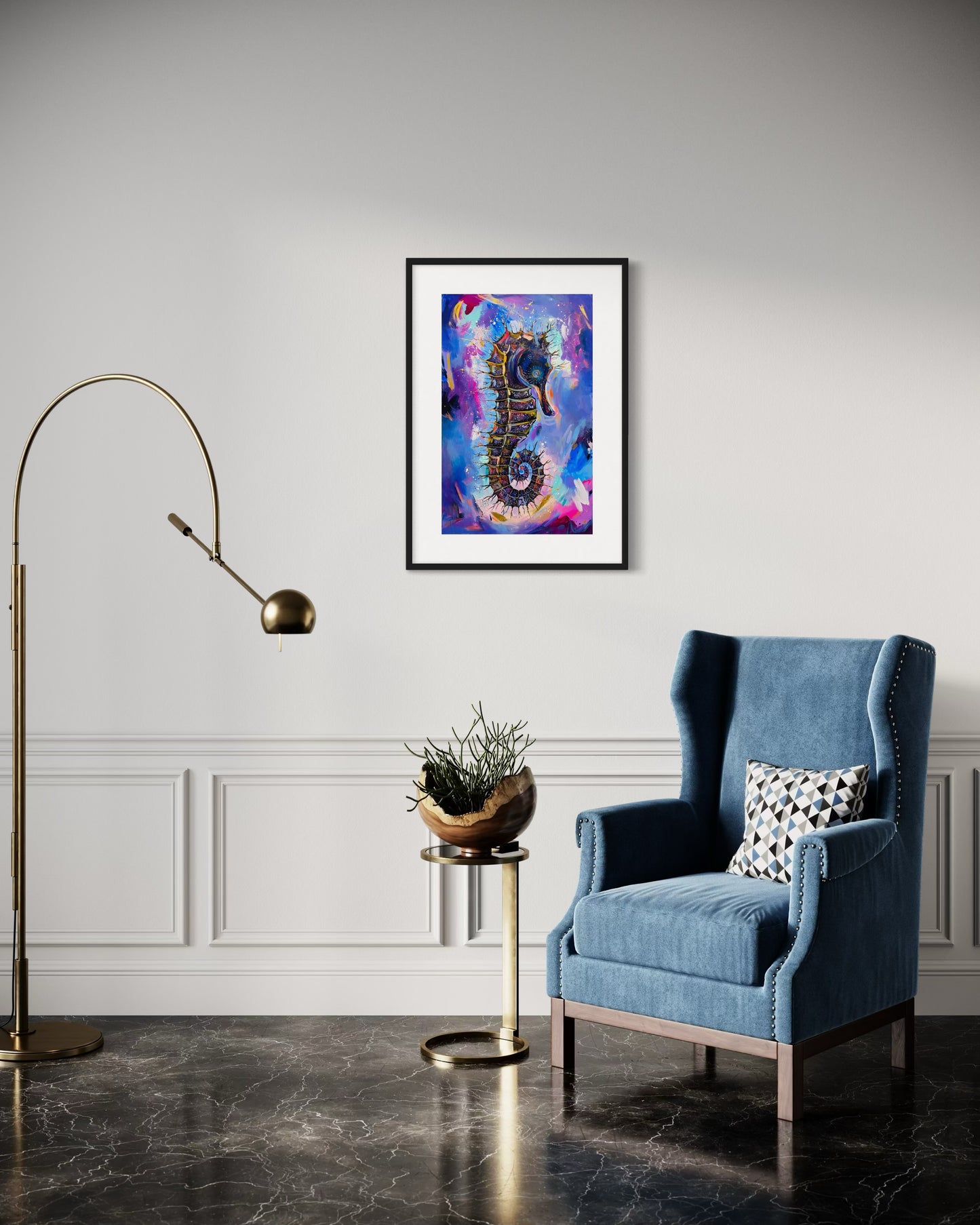 Limited Edition Hand Embellished Seahorse Print – A Unique Collaboration Between Georgina Peters & Samantha Frances