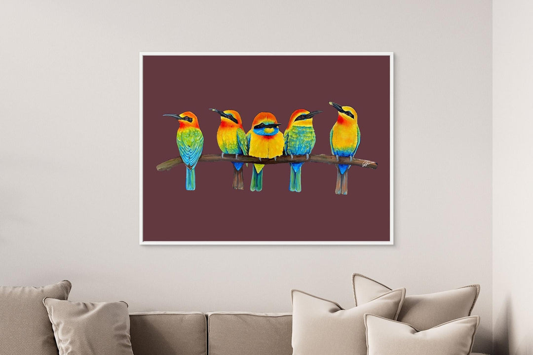 Perch Party” – Canvas Print Puce