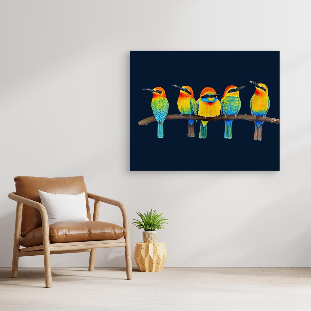 Nocturnal Perch Party – Canvas Print