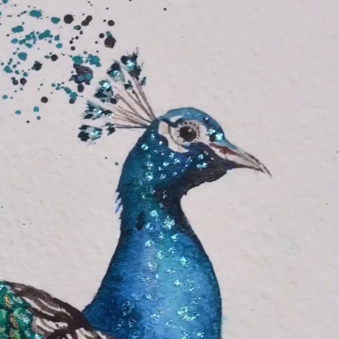 video of peacock detail on painting