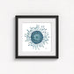 jellyfish print on wall in a black frame  on white wall