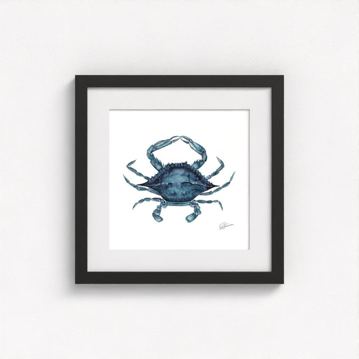 crab artwork black framed on a white wall