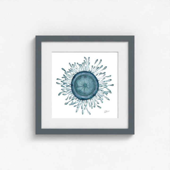 artwork grey 
framed on a white wall
