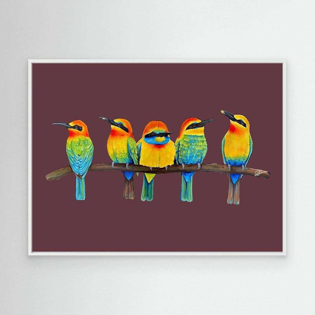 Perch Party” – Canvas Print Puce