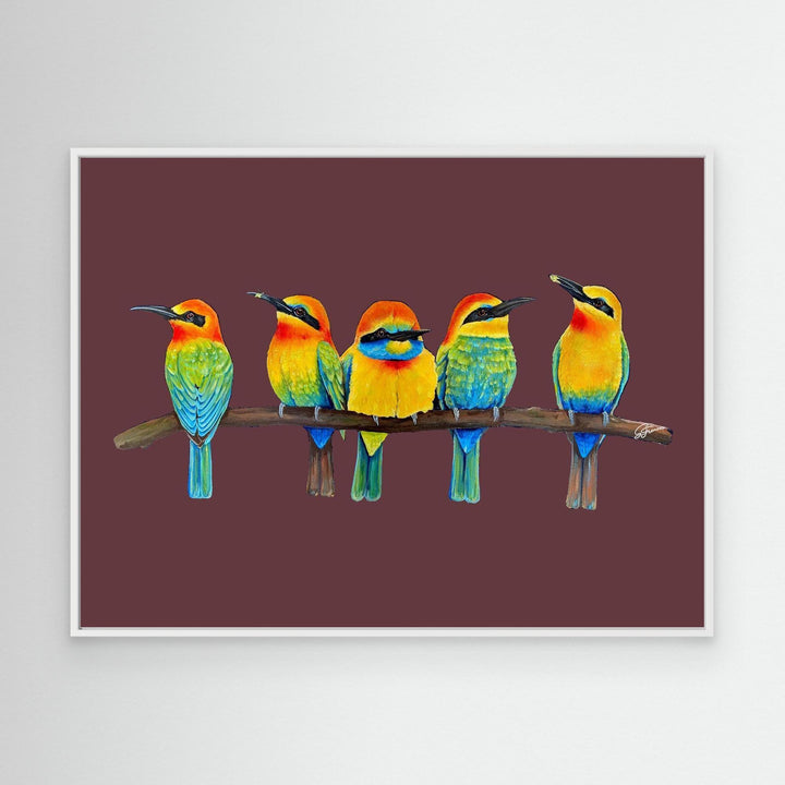 Perch Party” – Canvas Print Puce
